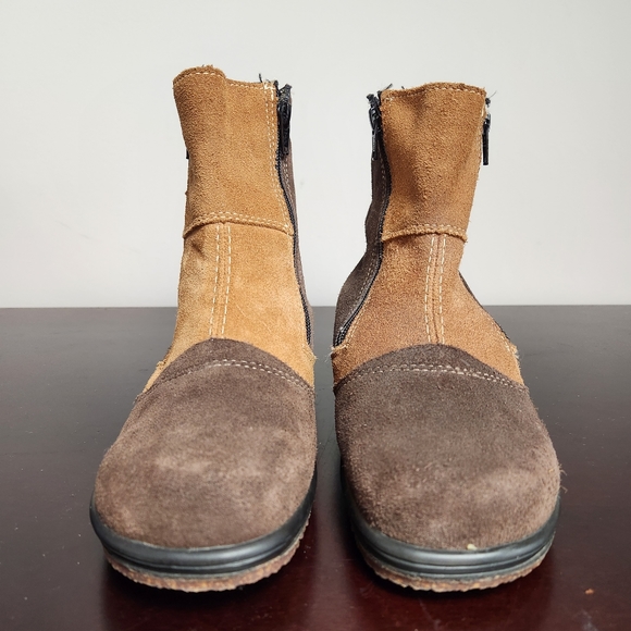 MARTINO brown suede patchwork ankle boots - Picture 3 of 11